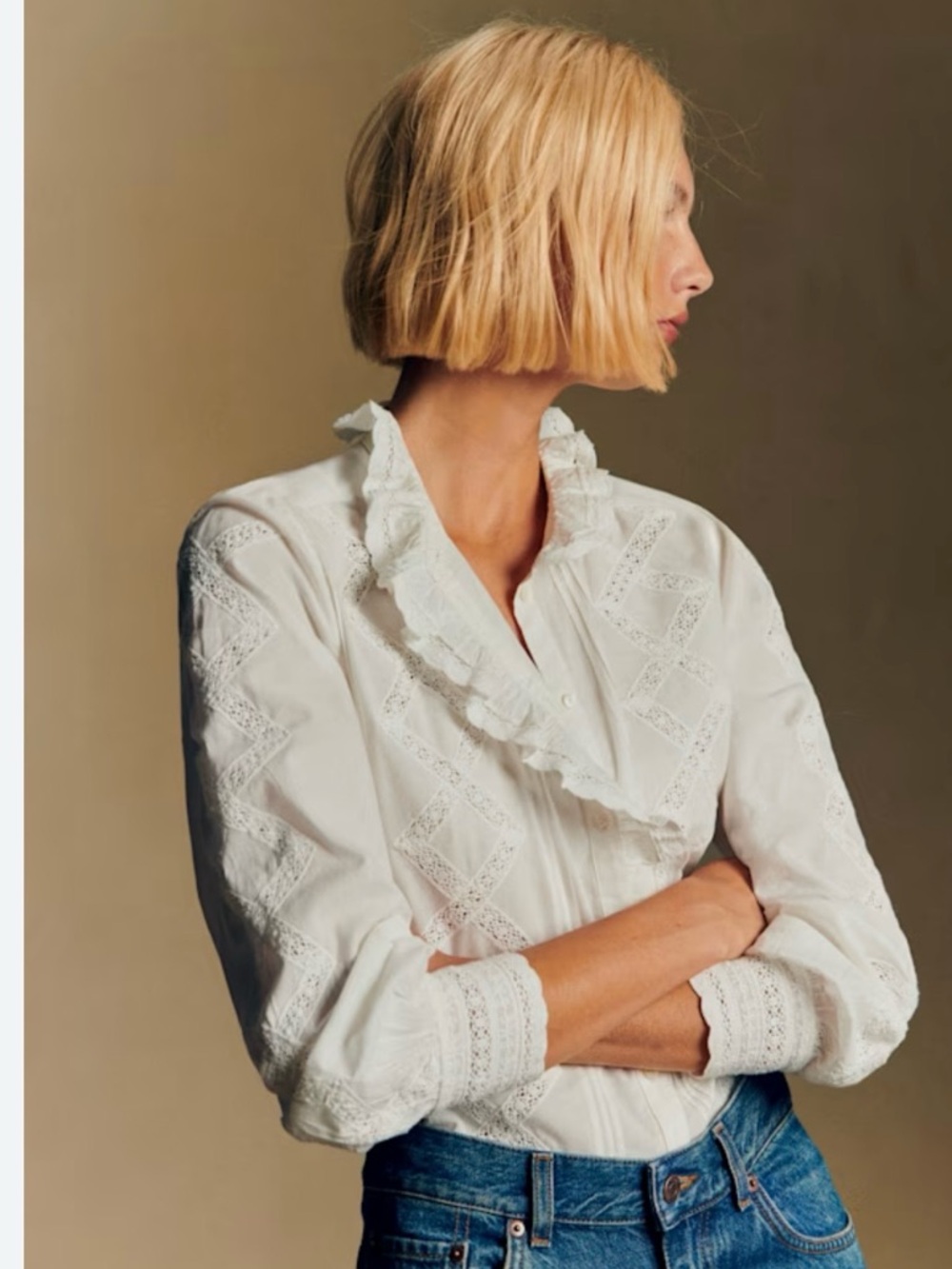 Sezane Chlo Shirt with ruffle collar and embroidery - bought in Paris - Picture 2 of 7